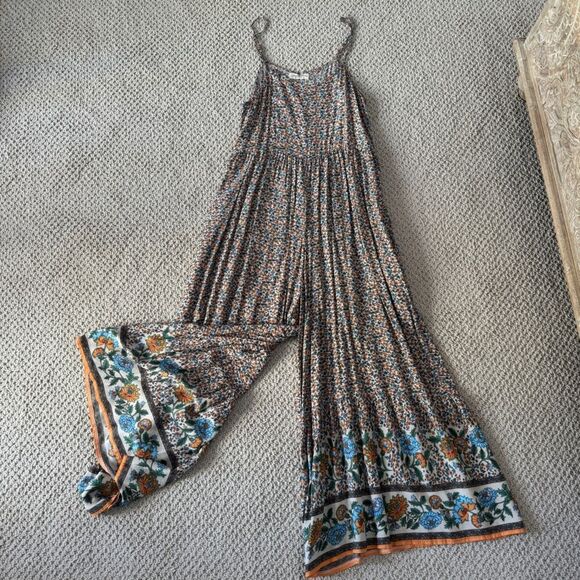 NATURAL LIFE Blue and Orange Bohemian (Zoe) Jumpsuit with adj straps- EUC! - Picture 6 of 14